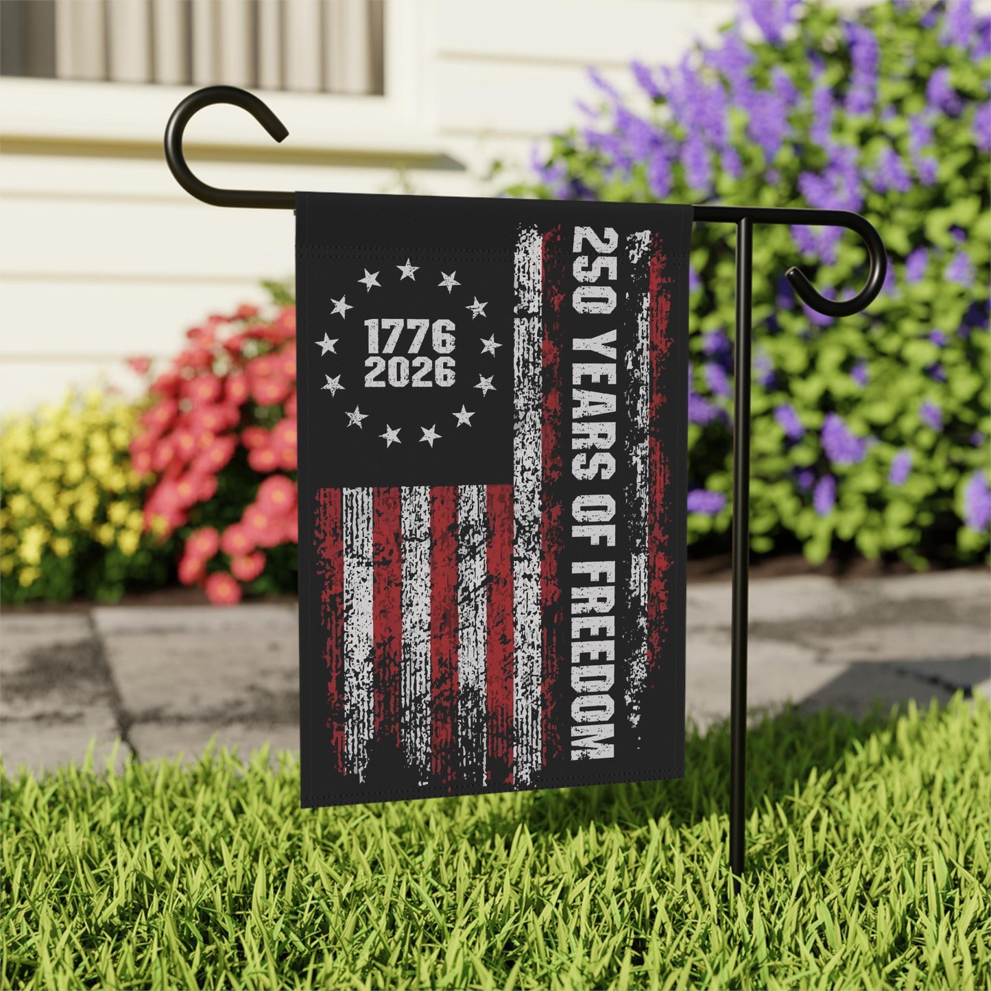 250 Years of Freedom Garden Banner, America 250th Anniversary Garden Flag, Patriotic Semiquincentennial Decor