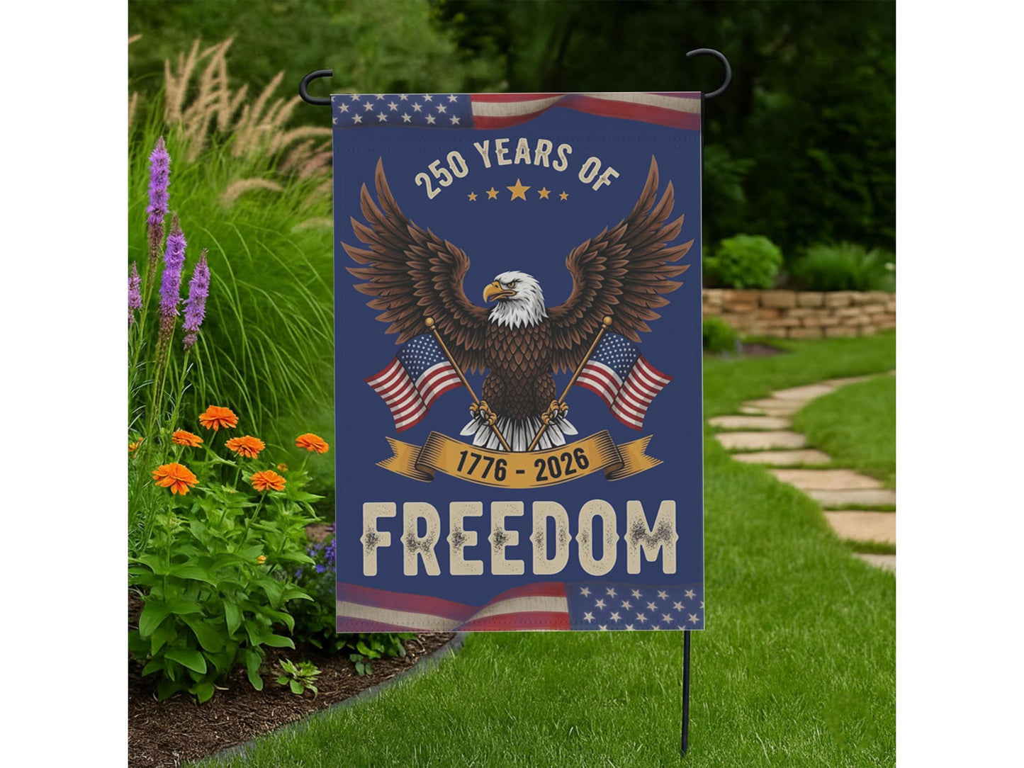 Garden Flag America 250th Anniversary, 250 Years Freedom USA Flag, USA 1776–2026 Patriotic Garden Flag