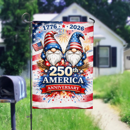 250 Years USA Patriotic Gnomes Garden Flag, 250th years USA Flag, Celebrate 250th Anniversary Decor