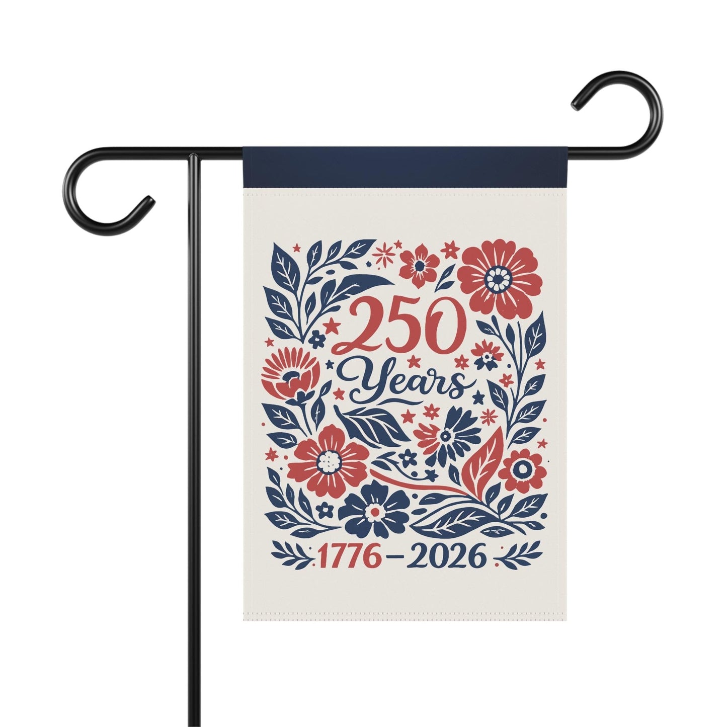 USA 250 Years Garden Flag, 1776 2026 Patriotic Yard Flag, Semiquincentennial Decor, Red White Blue Floral Outdoor Flag