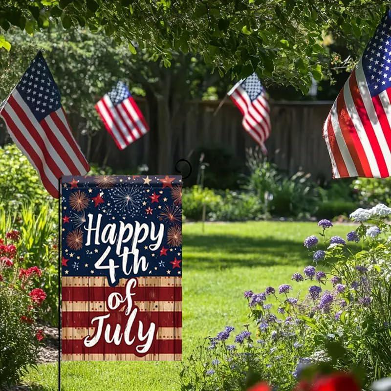 Happy 4th of July Garden Flag, America 250th Anniversary Garden Flag, Patriotic 1776–2026 Yard Decor, Independence Day