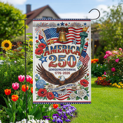 Patriotic USA 250th Anniversary Garden Flag, Independence Day Flag, 1776 - 2026 Patriot Decor, 250th Birthday Of America House Flag