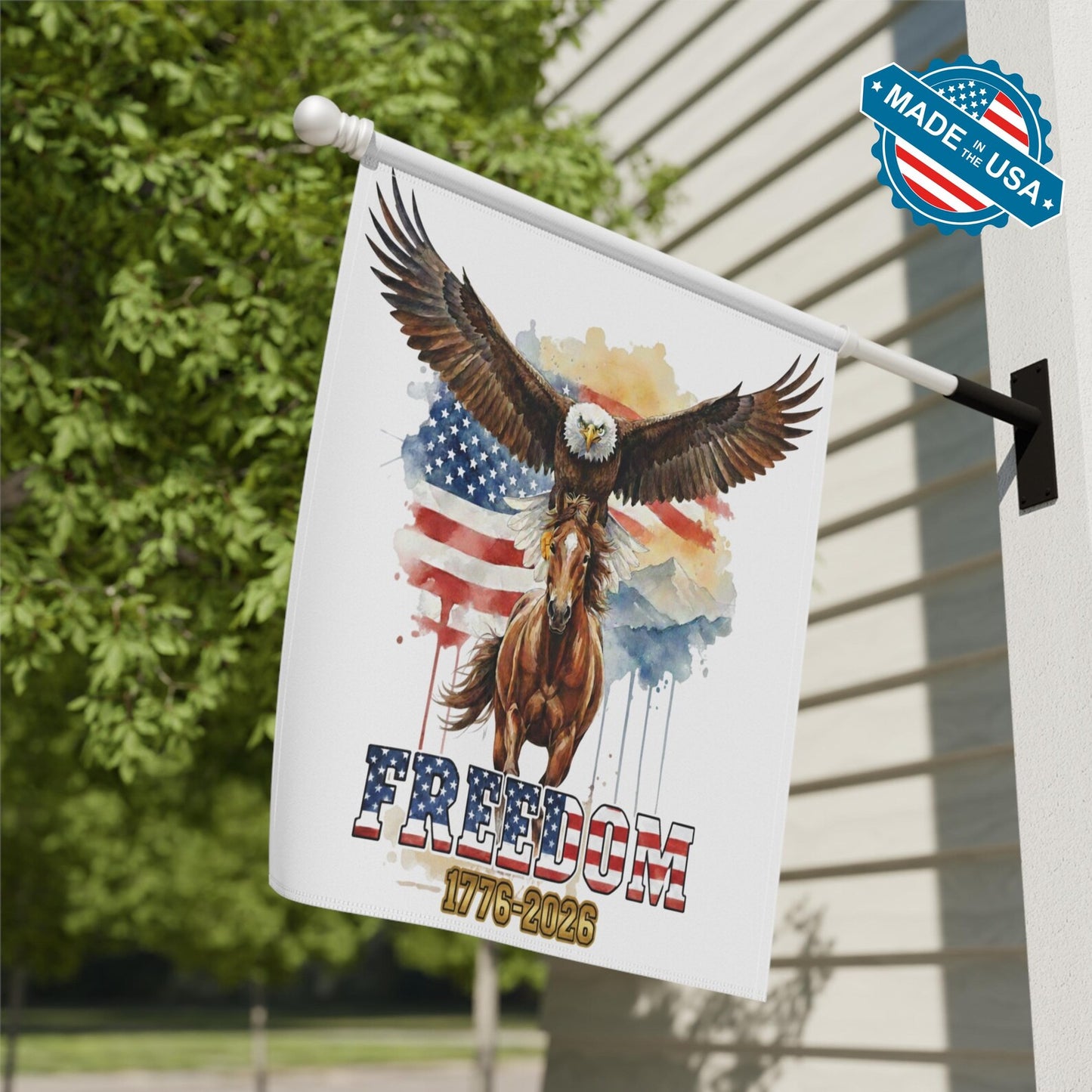 USA 250th Anniversary Garden Flag - Freedom 1776-2026 Patriotic Eagle Horse Yard Banner - Semiquincentennial Decor - Veteran Gift Outdoor