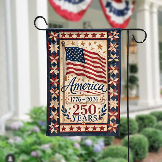 250 Years America Garden Flag – Patriotic Independence Decor, Vintage American Yard Flag