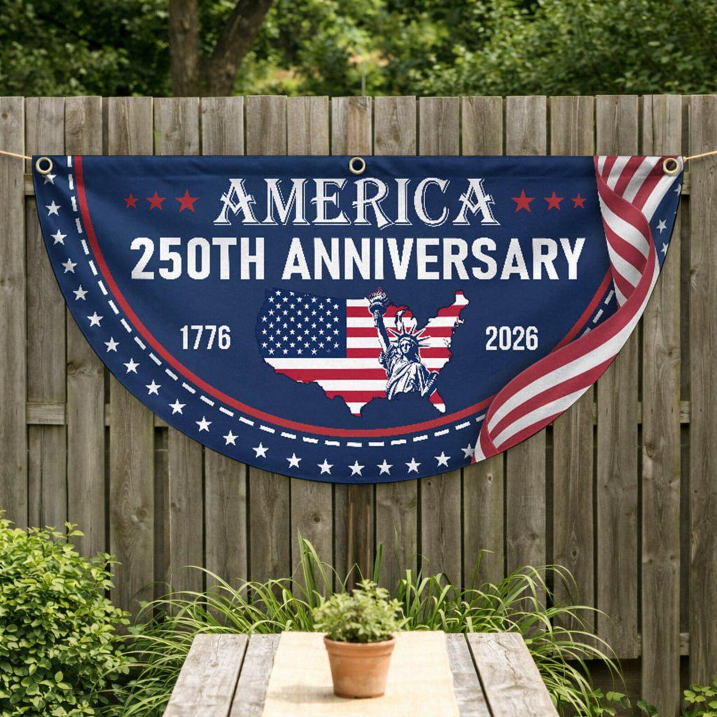 Non-Pleated Fan Flag - Personalized America 250th Anniversary Gifts 1776-2026 Eagle Porch Flag Decor