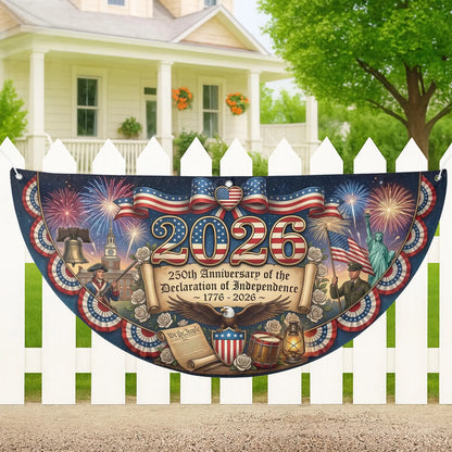 USA Semicircle Fence Flag: 250th Anniversary Declaration of Independence Banner
