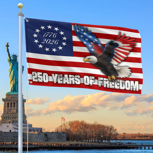 250 Years Of Freedom Grommet Flag, American Flag Independence Day Flag, Double Sided 3-Ply, 250th Anniversary USA Gifts