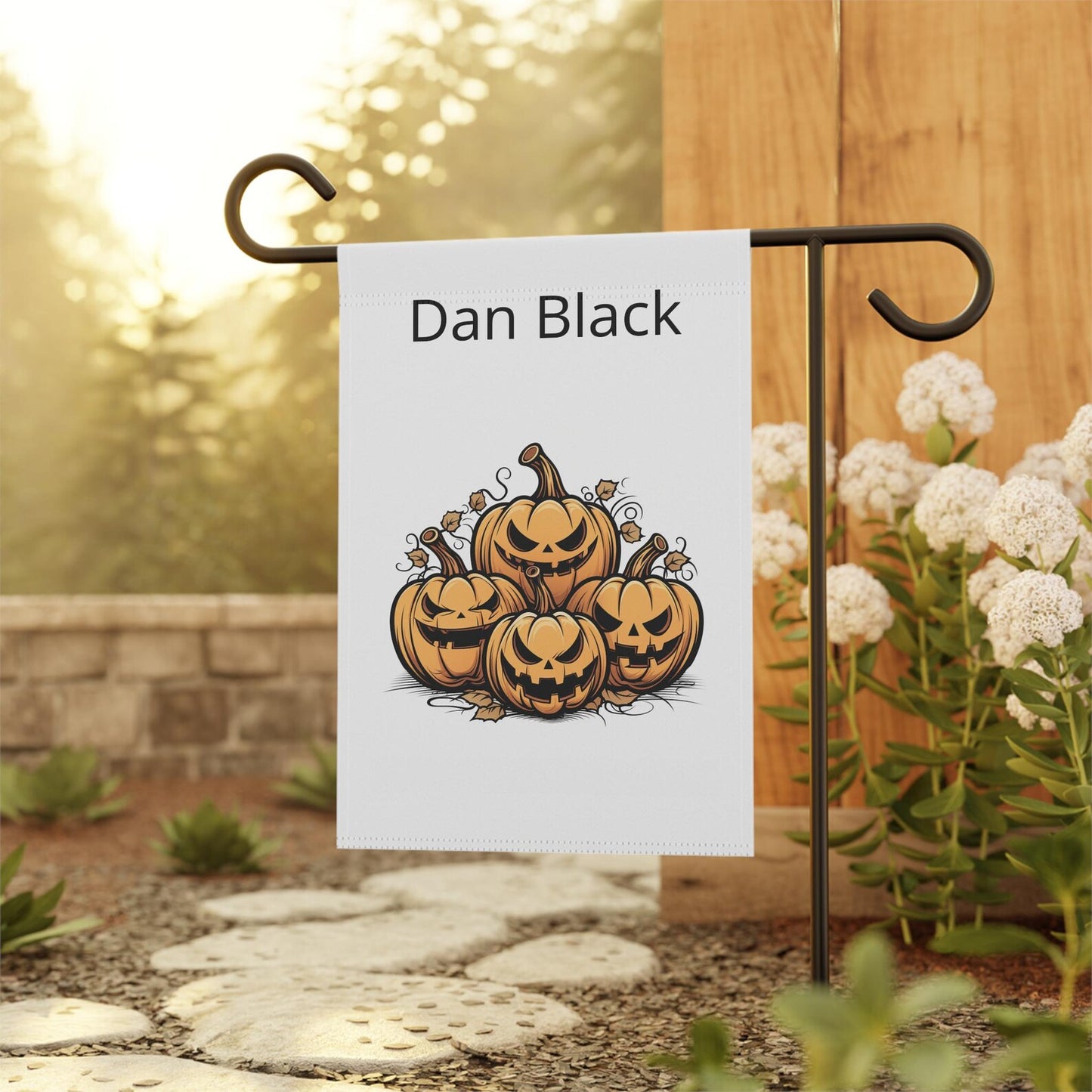 Jack-o'-Lantern Pumpkin Pile Garden Flag