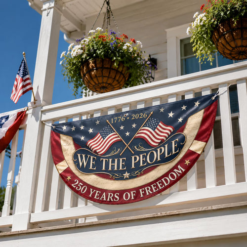 250th Anniversary Banner, 1776-2026 Patriotic Fence, We The People Banner,USA Semiquincentennial,4th of July Flag,Spirit of 76 Outdoor Decor