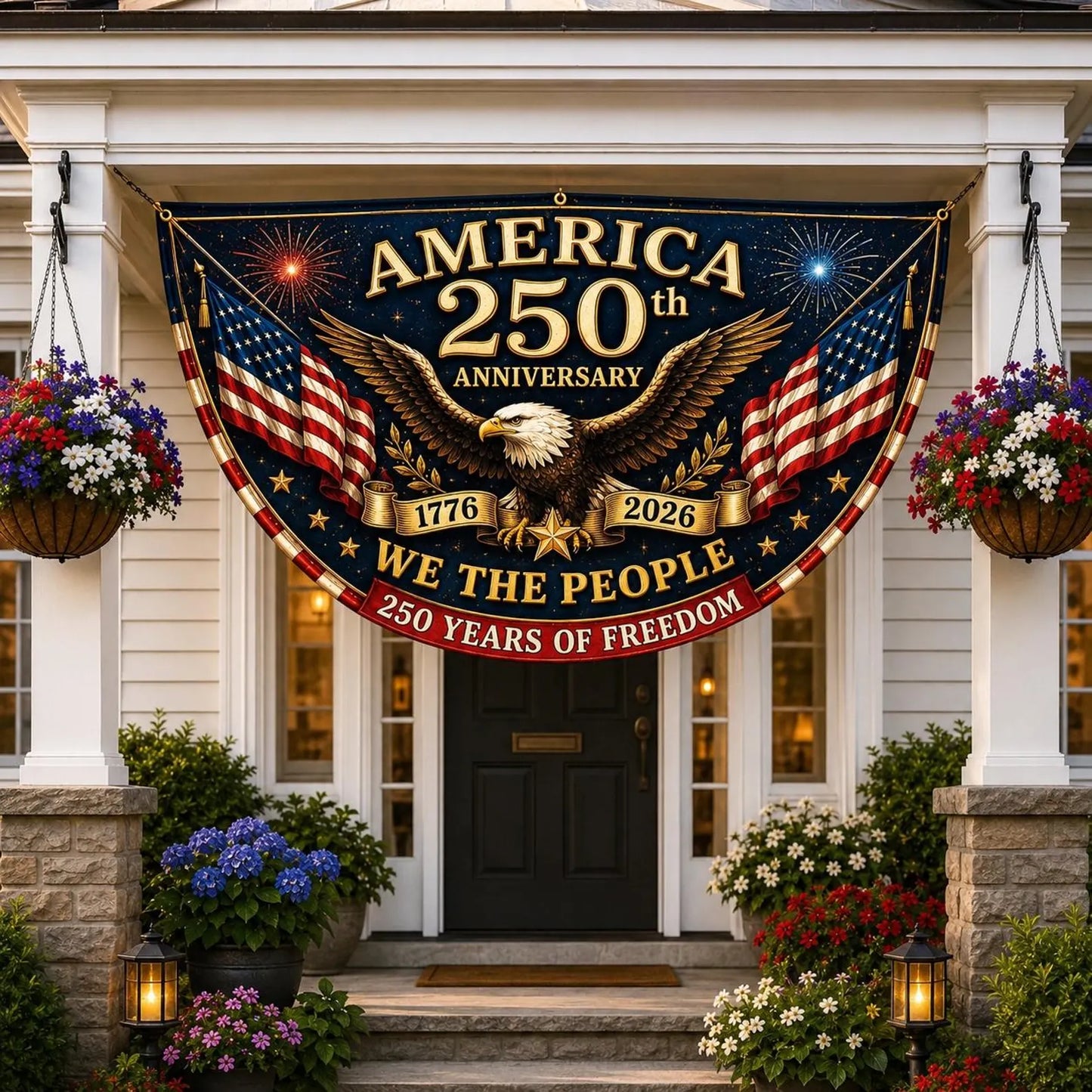 USA 250th Anniversary Patriotic Bunting Banner (1776-2026)