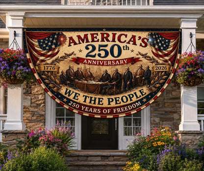 USA 250th Anniversary Patriotic Bunting Banner | America 1776–2026 Semicircle Fence Flag | Christian Freedom Porch Decor