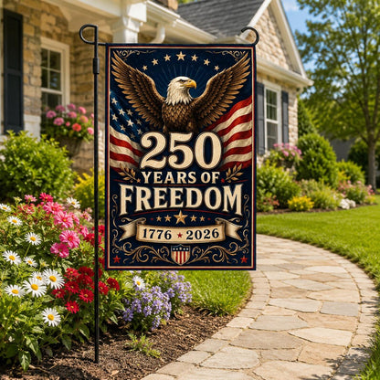 Personalized America 250th Anniversary Garden Flag, Patriotic USA Outdoor Decor, House Flag, Independence, God Bless USA