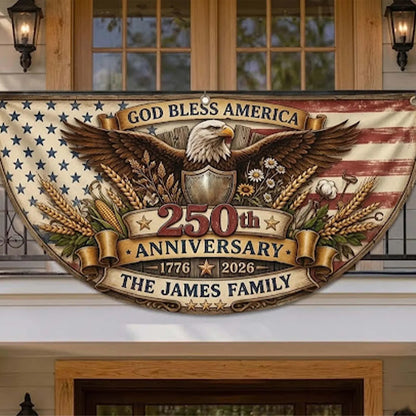 Personalized USA 250th Anniversary Fan Flag: 1776 2026 American Heritage Banner, Patriotic Gifts