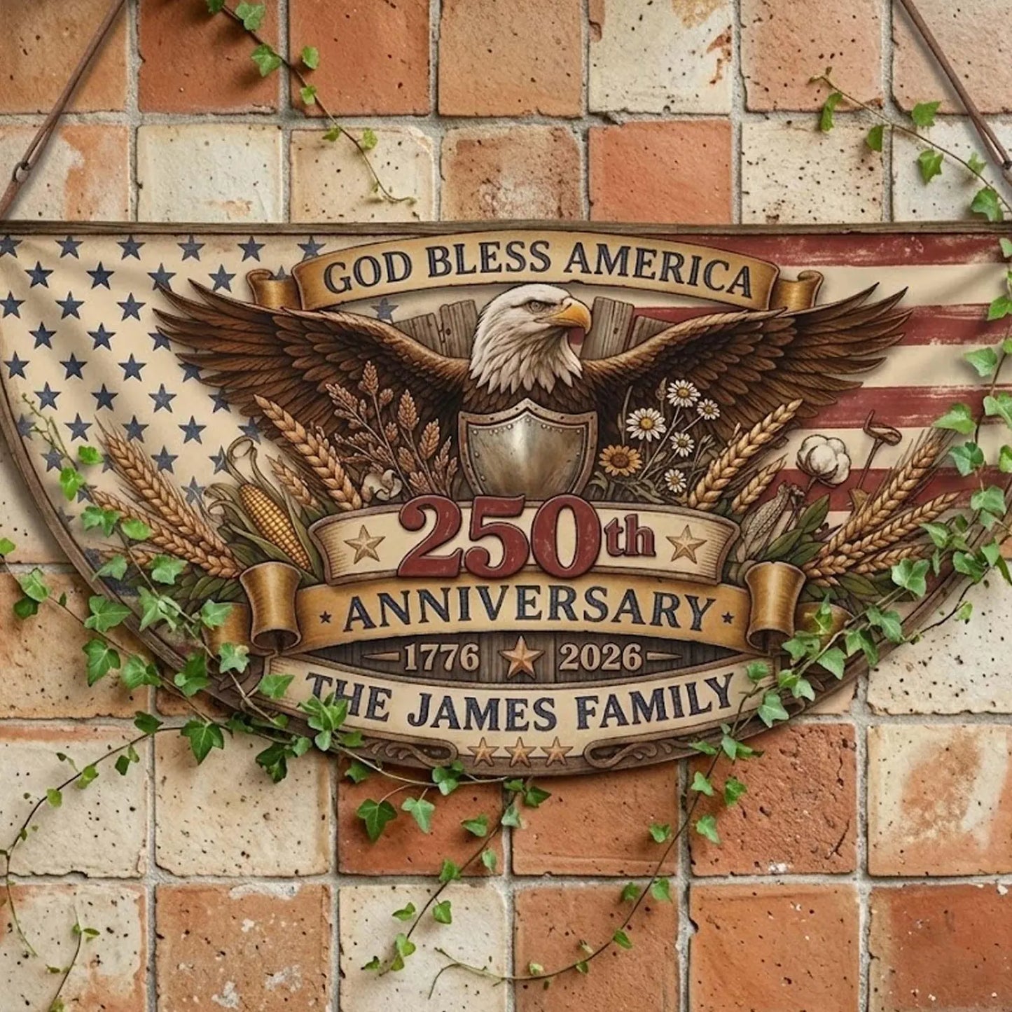 Personalized USA 250th Anniversary Fan Flag: 1776 2026 American Heritage Banner, Patriotic Gifts