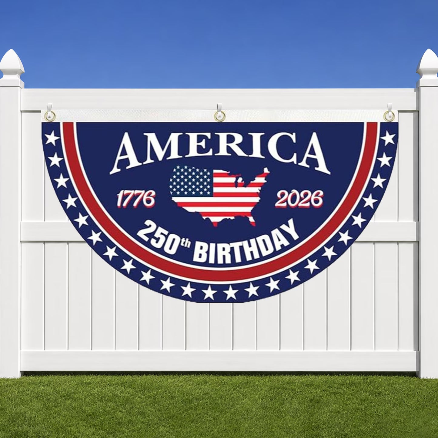 America 250th Anniversary Semicircle Decor Flag,1776-2026 Half Round Bunting,Patriotic Outdoor Yard Holiday Decor