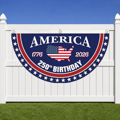 America 250th Anniversary Semicircle Decor Flag,1776-2026 Half Round Bunting,Patriotic Outdoor Yard Holiday Decor