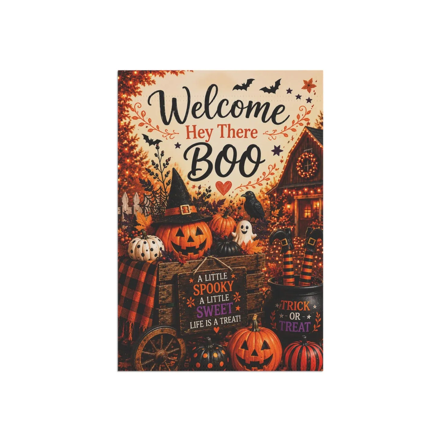 Halloween Garden Flag Welcome Boo Decor