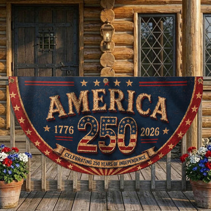 USA 250th Anniversary Patriotic Bunting Banner, America 1776–2026 Semicircle Fence Flag, Christian Freedom Porch Decor, Fourth of July Decor