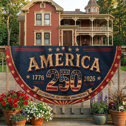USA 250th Anniversary Patriotic Bunting Banner, America 1776–2026 Semicircle Fence Flag, Christian Freedom Porch Decor, Fourth of July Decor
