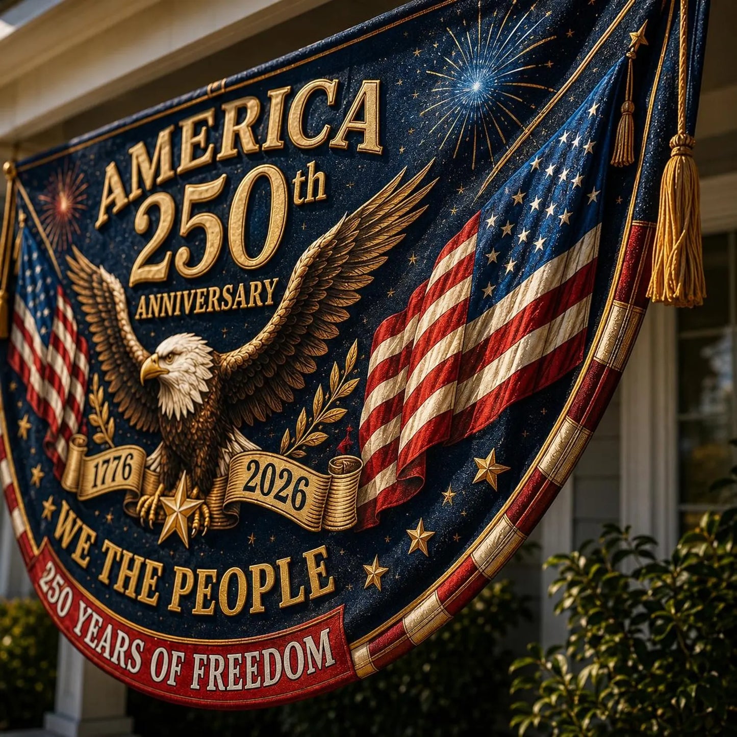 USA 250th Anniversary Patriotic Bunting Banner (1776-2026)