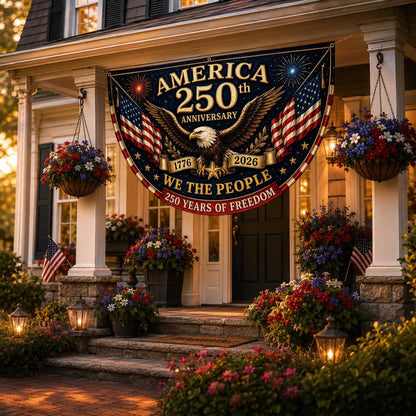 USA 250th Anniversary Patriotic Bunting Banner (1776-2026)