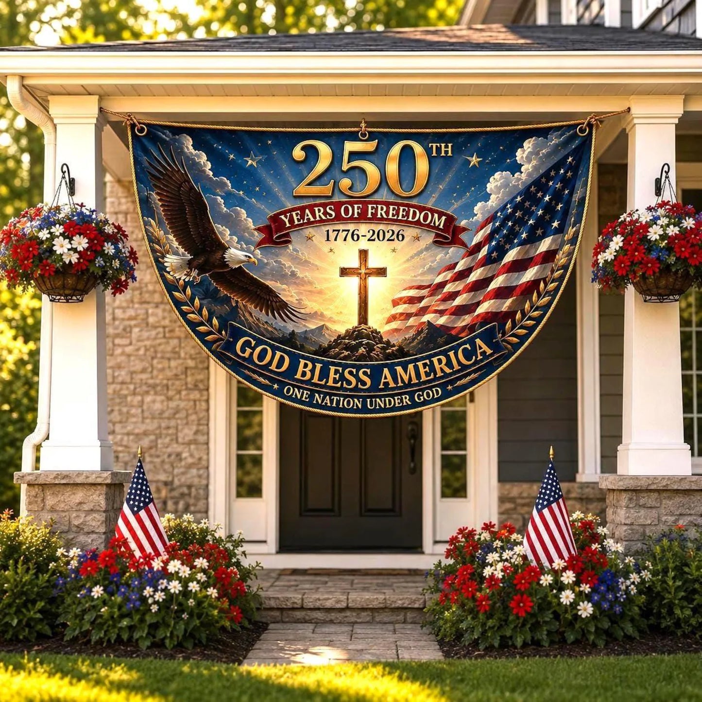 America 250th Semicircle July 4th Flag