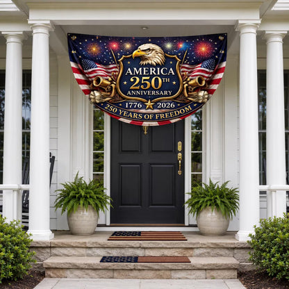 America 250th Anniversary Fan Flag, Semiquincentennial 1776-2026 Patriotic Eagle Outdoor Banner, 250 Years USA, July 4th Independence Day