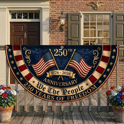 America 250th Anniversary Banner, Patriotic Porch Decor, Semicircle Bunting Flag, Fourth of July Outdoor Decor, USA 1776 2026 Banner