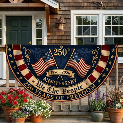 America 250th Anniversary Banner, Patriotic Porch Decor, Semicircle Bunting Flag, Fourth of July Outdoor Decor, USA 1776 2026 Banner