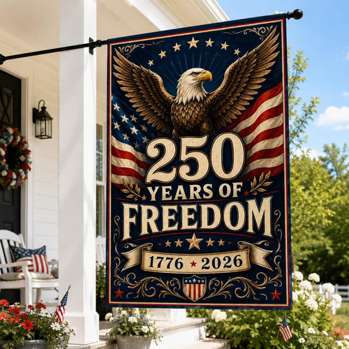 Personalized America 250th Anniversary Garden Flag, Patriotic USA Outdoor Decor, House Flag, Independence, God Bless USA