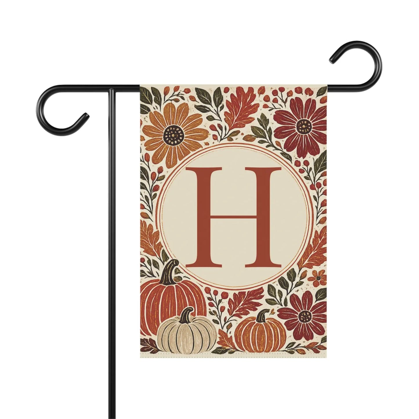 Initial fall garden flag