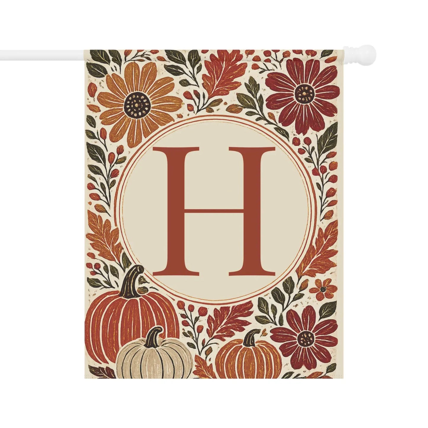 Initial fall garden flag