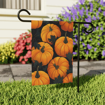 Bold Orange Pumpkin Pattern Black Yard Flag