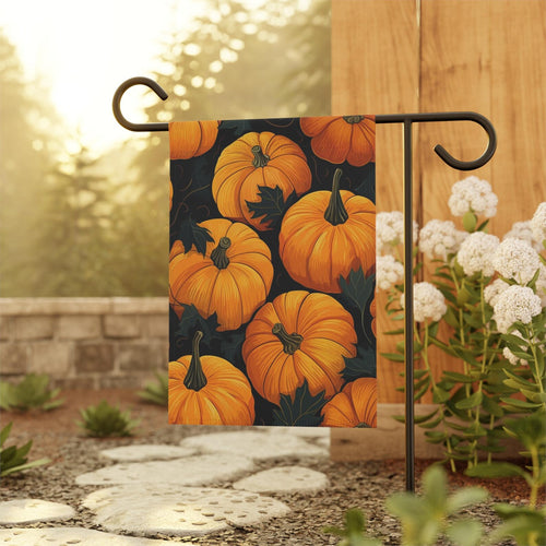 Bold Orange Pumpkin Pattern Black Yard Flag