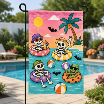 Skeleton Pool Party Flag Decor