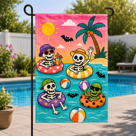 Skeleton Pool Party Flag Decor