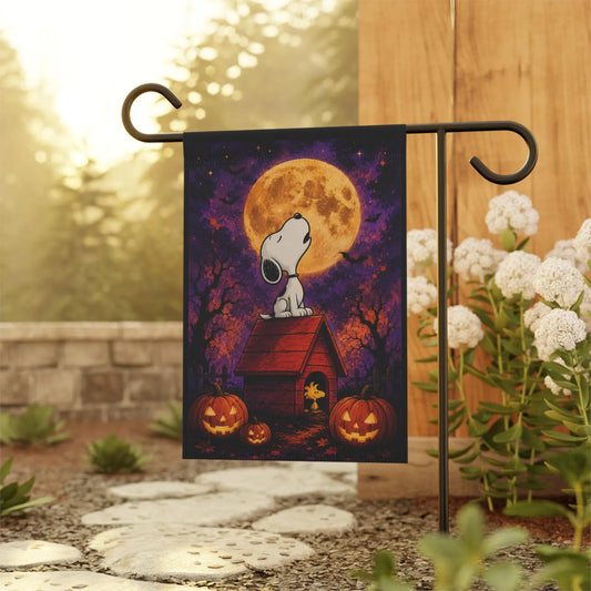 Snoopy Halloween Moon Garden Flag
