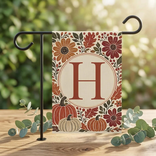 Initial fall garden flag