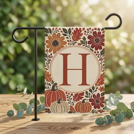 Initial fall garden flag