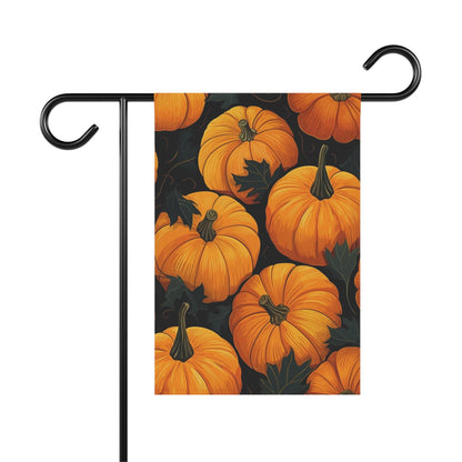 Bold Orange Pumpkin Pattern Black Yard Flag